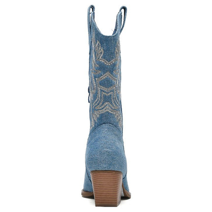 Smile Favorites Cowboylaarzen Jeans Blauw Stiksels Beige