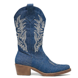 Smile Favorites Cowboylaarzen Jeans Donker Blauw Stiksels