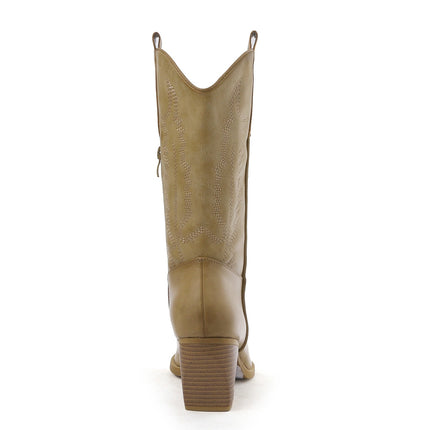 Smile Favorites Cowboylaarzen Khaki Leatherlook Stiksels