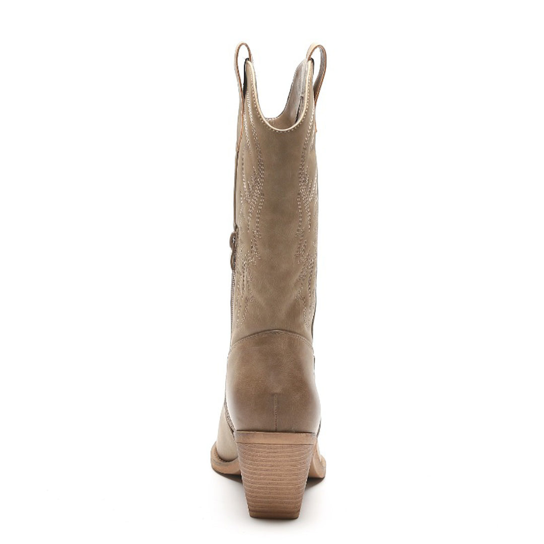 Smile Favorites Cowboylaarzen Khaki Leatherlook Stiksels