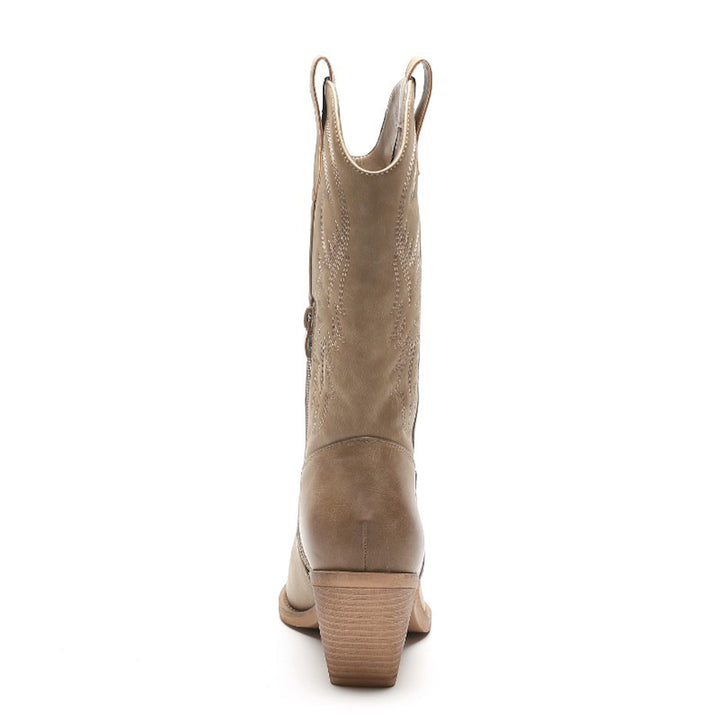 Smile Favorites Cowboylaarzen Khaki Leatherlook Stiksels