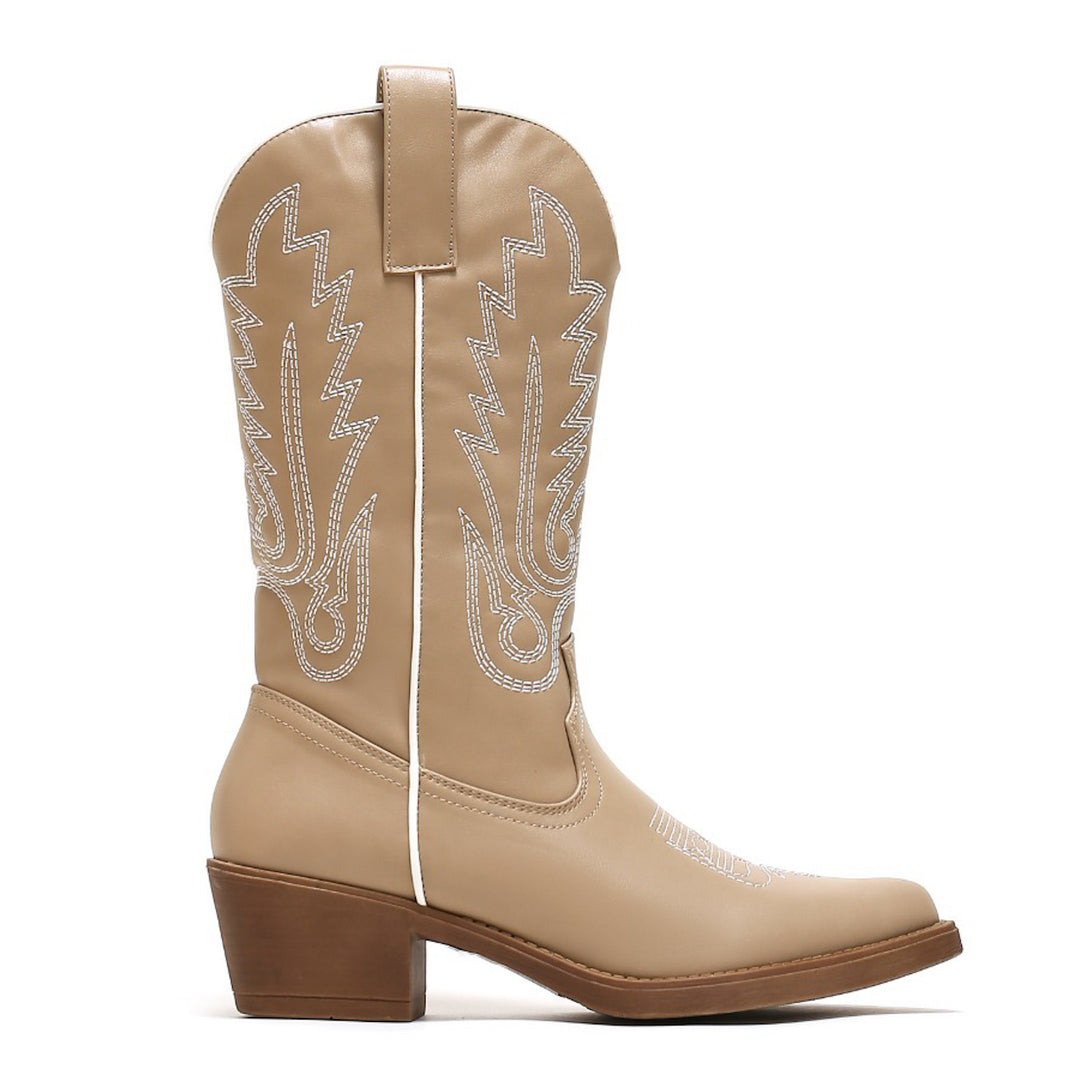Smile Favorites Cowboylaarzen Khaki met witte Stiksels