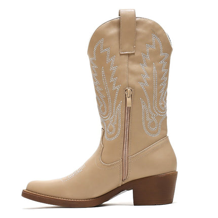 Smile Favorites Cowboylaarzen Khaki met witte Stiksels