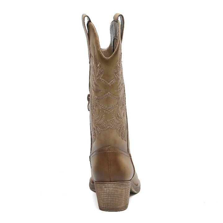 Smile Favorites Cowboylaarzen Khaki PU Stiksels