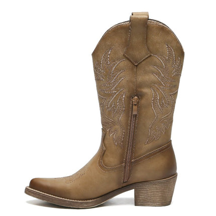 Smile Favorites Cowboylaarzen Khaki PU Stiksels