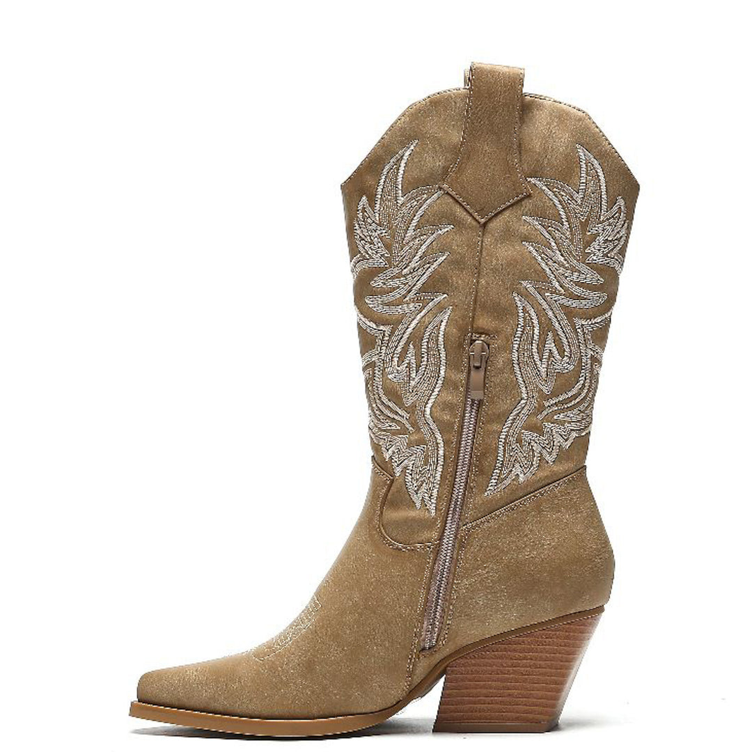 Smile Favorites Cowboylaarzen Khaki Stiksels Beige