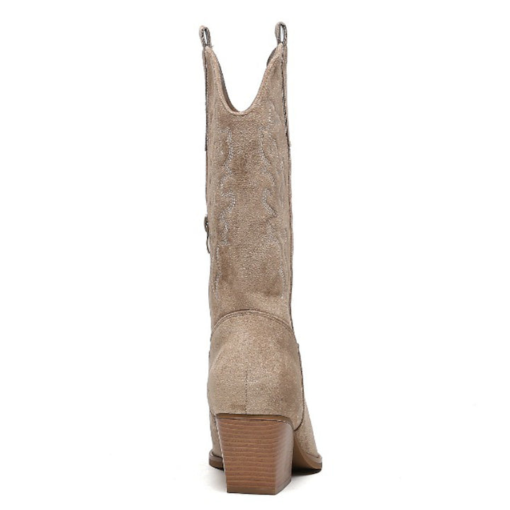 Smile Favorites Cowboylaarzen Khaki suède Stiksels