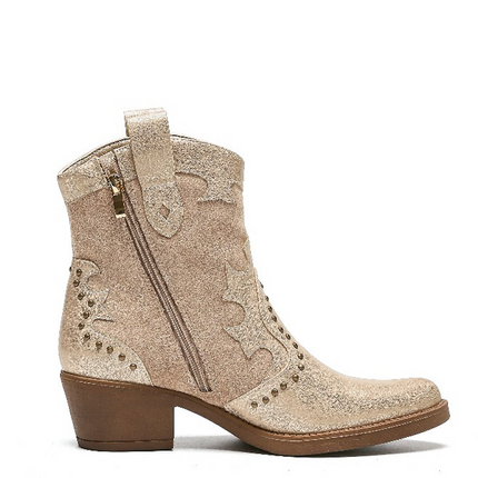 Smile Favorites Cowboylaarzen Khaki Suedine Flame Studs Gold