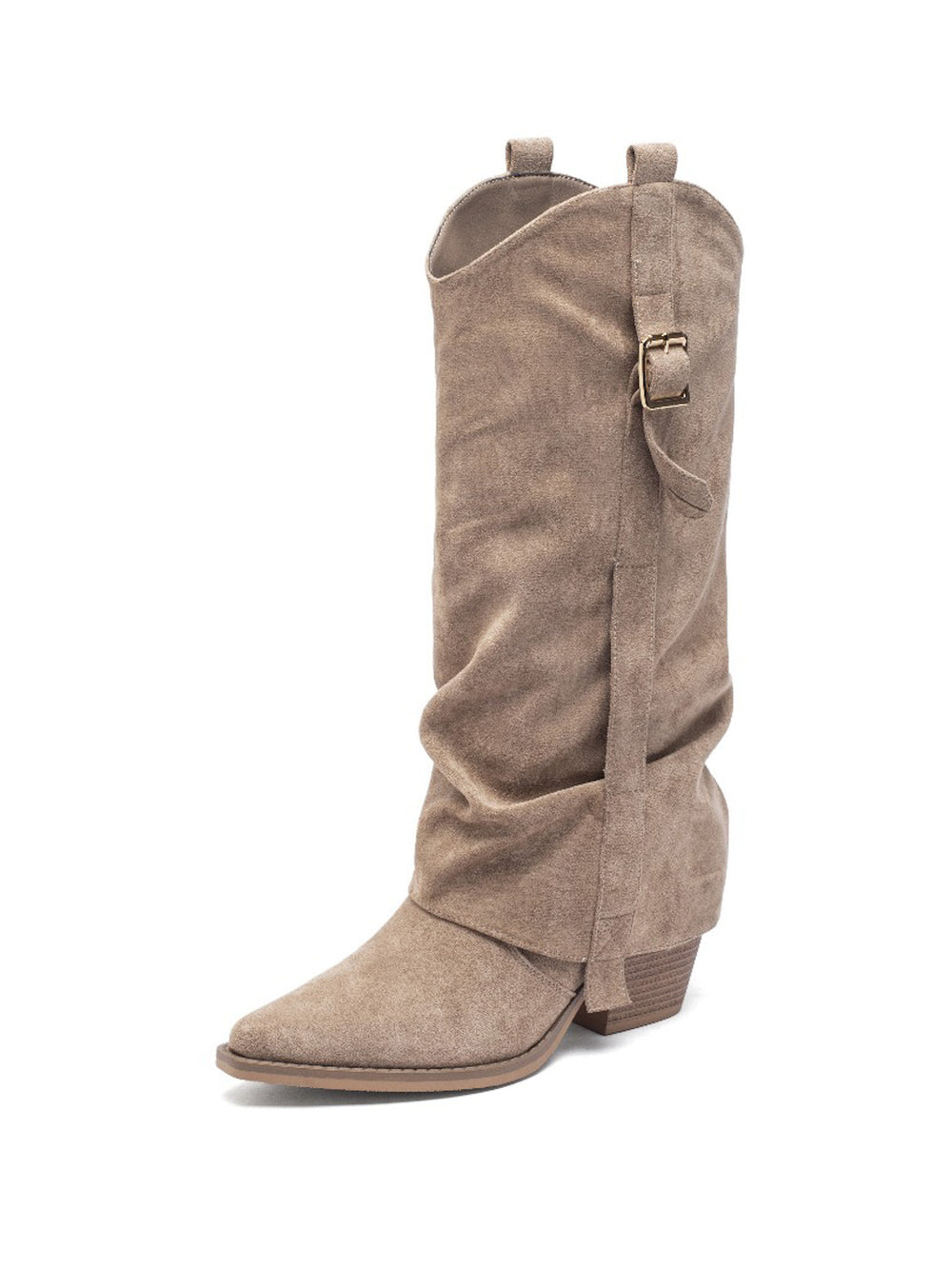 Smile Favorites Cowboylaarzen Khaki Suedine Flap met Gesp