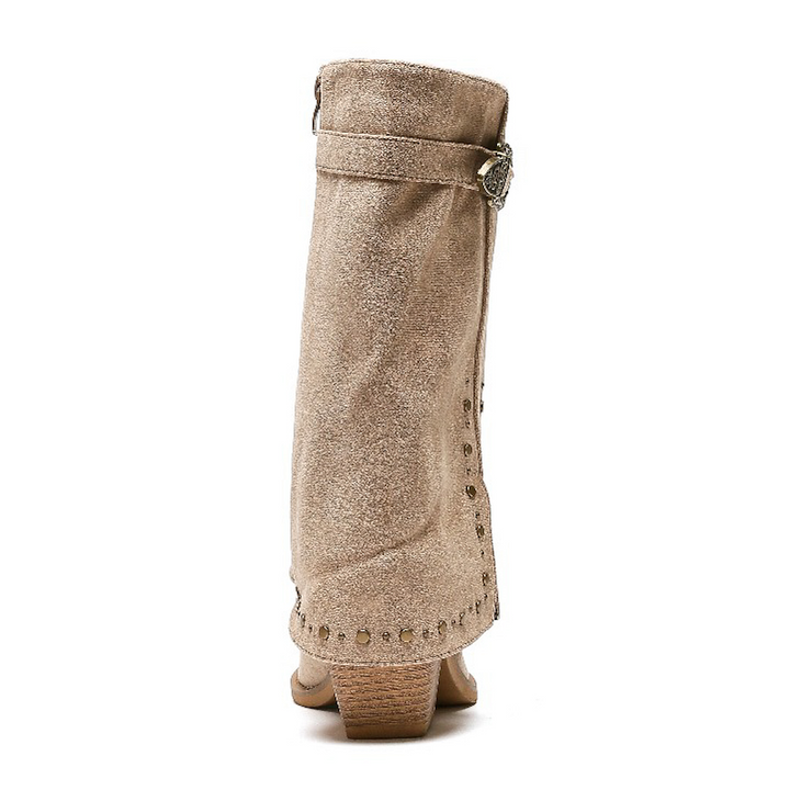 Smile Favorites Cowboylaarzen Khaki Suedine Flap Studs Gesp