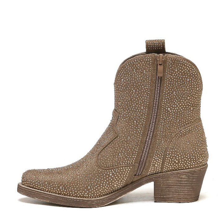 Smile Favorites Cowboylaarzen Khaki Suedine Kort Strass