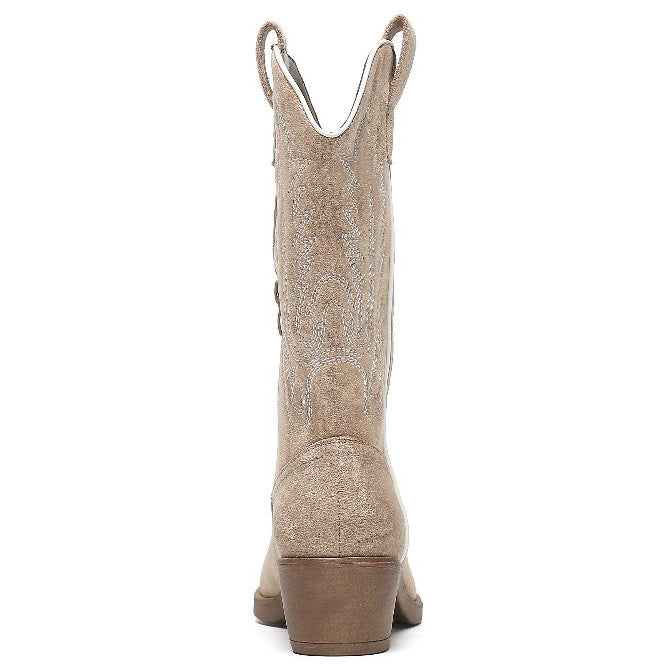 Smile Favorites Cowboylaarzen Khaki suedine met witte Stiksels