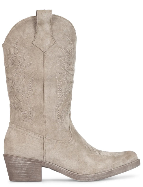 Smile Favorites Cowboylaarzen Khaki Suedine Stiksels