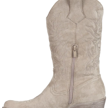 Smile Favorites Cowboylaarzen Khaki Suedine Stiksels