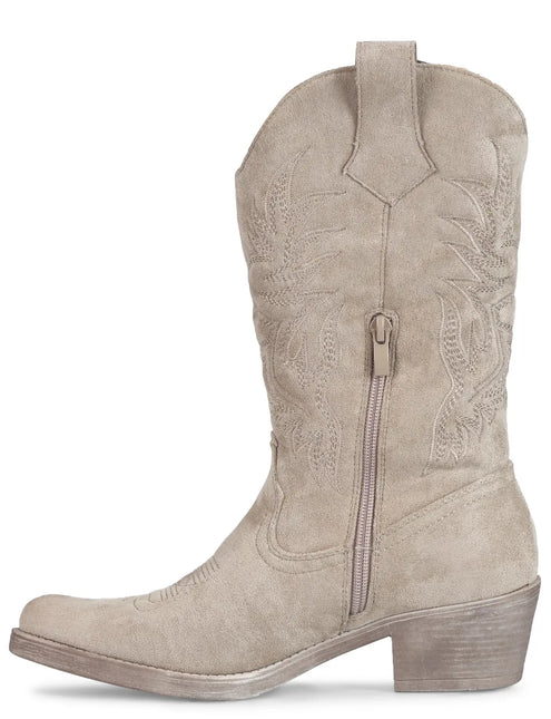 Smile Favorites Cowboylaarzen Khaki Suedine Stiksels