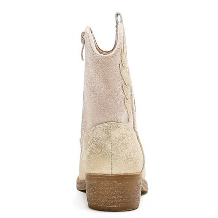 Smile Favorites Cowboylaarzen Meisjes Beige Suedine Metallic Goud Flame