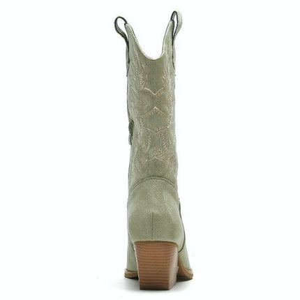 Smile Favorites Cowboylaarzen Olive Suedine Stiksels Beige
