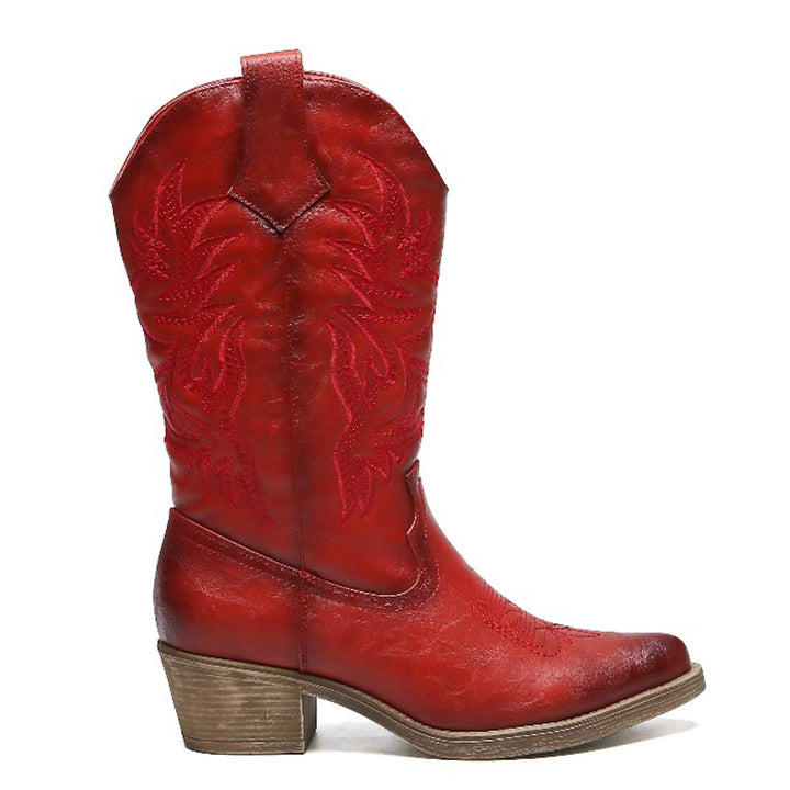 Smile Favorites Cowboylaarzen Rood PU Stiksels
