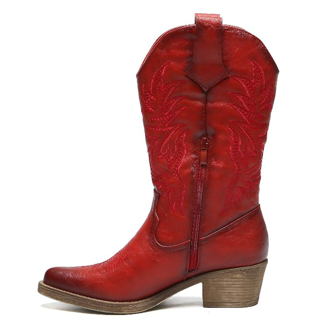 Smile Favorites Cowboylaarzen Rood PU Stiksels