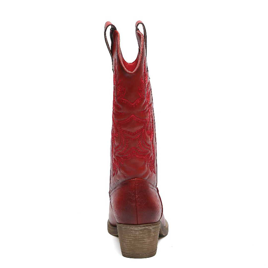 Smile Favorites Cowboylaarzen Rood PU Stiksels