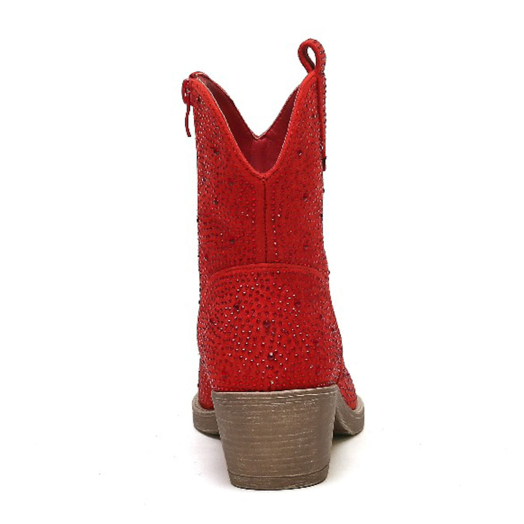 Smile Favorites Cowboylaarzen Rood Suedine Kort Strass