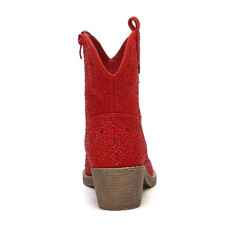 Smile Favorites Cowboylaarzen Rood Suedine Kort Strass