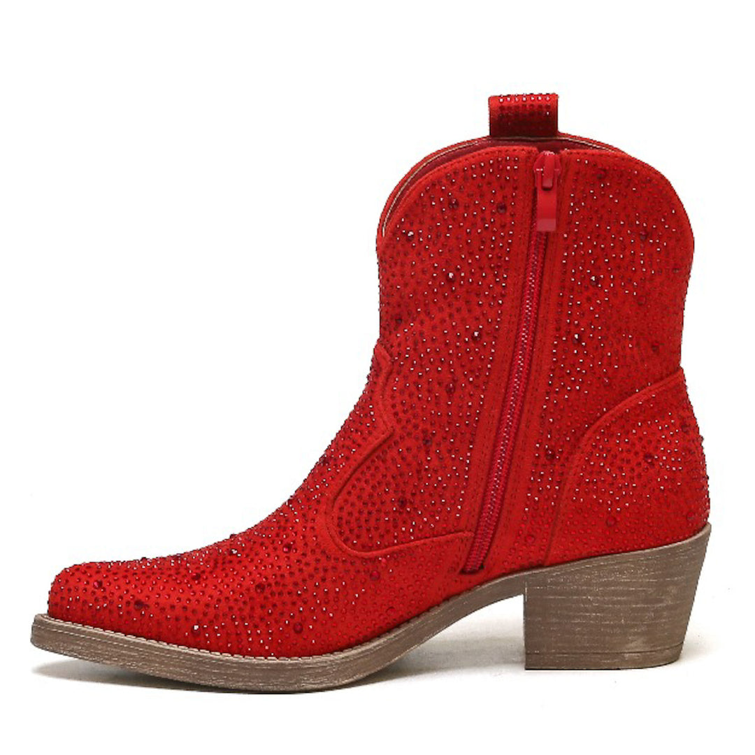 Smile Favorites Cowboylaarzen Rood Suedine Kort Strass