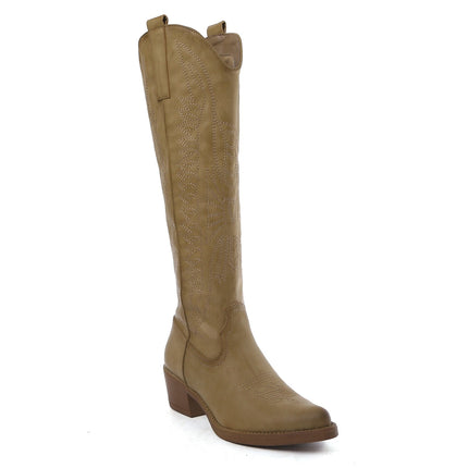 Smile Favorites Cowboylaarzen Taupe Khaki hoog imitatieleer