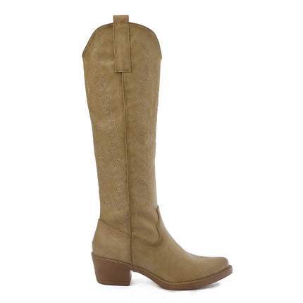 Smile Favorites Cowboylaarzen Taupe Khaki hoog imitatieleer