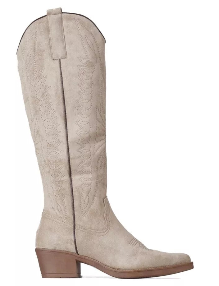Smile Favorites Cowboylaarzen Taupe Khaki suedine hoog