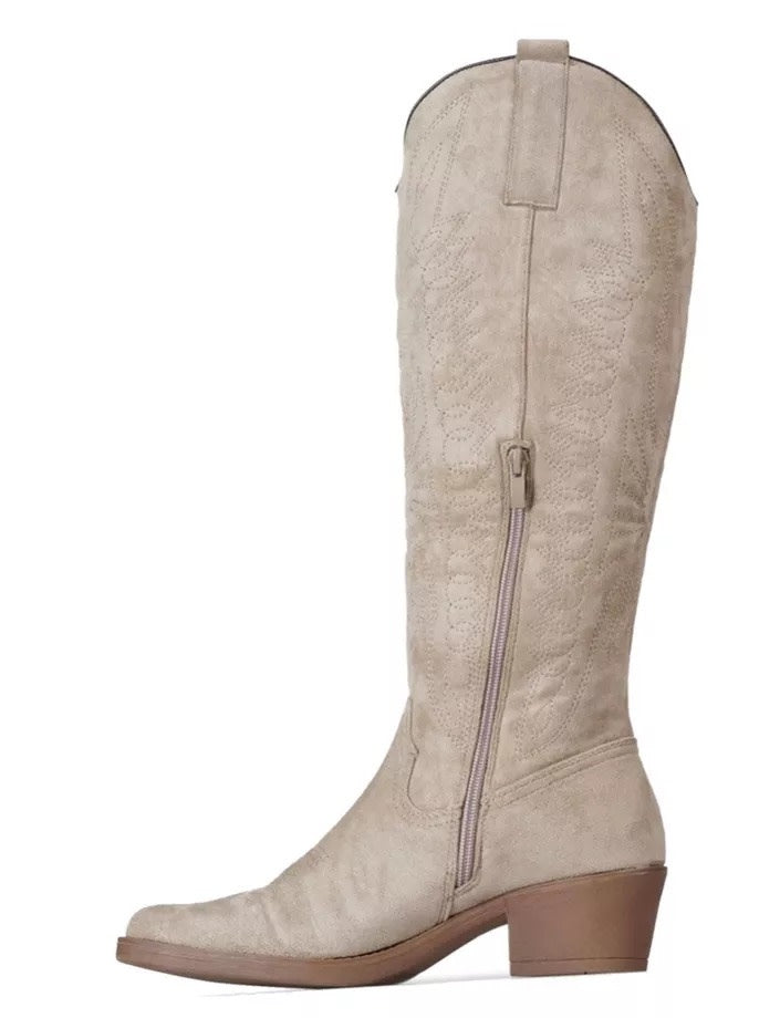 Smile Favorites Cowboylaarzen Taupe Khaki suedine hoog