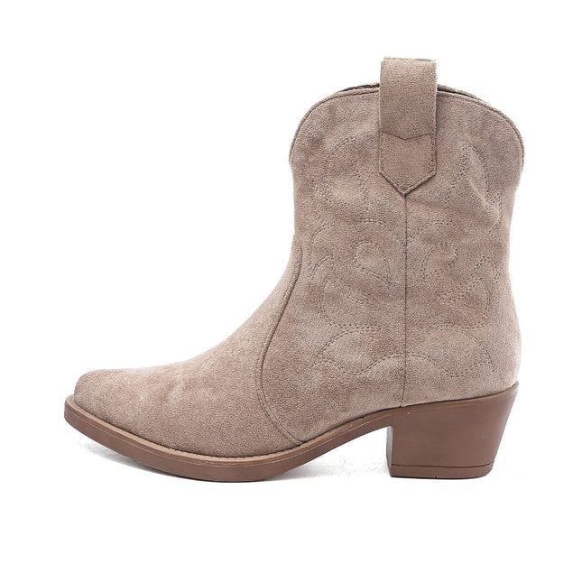 Smile Favorites Cowboylaarzen Taupe Khaki Suedine Kort