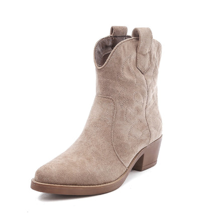 Smile Favorites Cowboylaarzen Taupe Khaki Suedine Kort