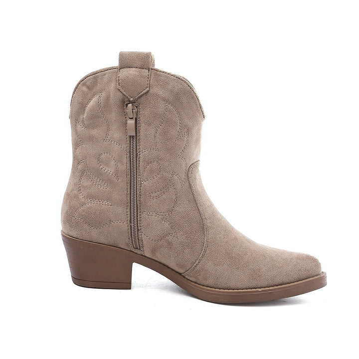 Smile Favorites Cowboylaarzen Taupe Khaki Suedine Kort