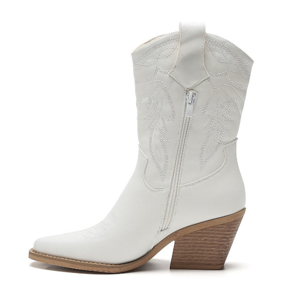 Smile Favorites Cowboylaarzen Wit Kuit Stiksels