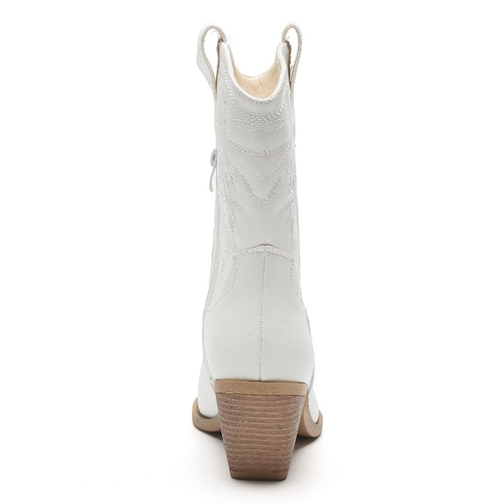 Smile Favorites Cowboylaarzen Wit Kuit Stiksels