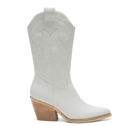 Smile Favorites Cowboylaarzen Wit Leatherlook Stiksels