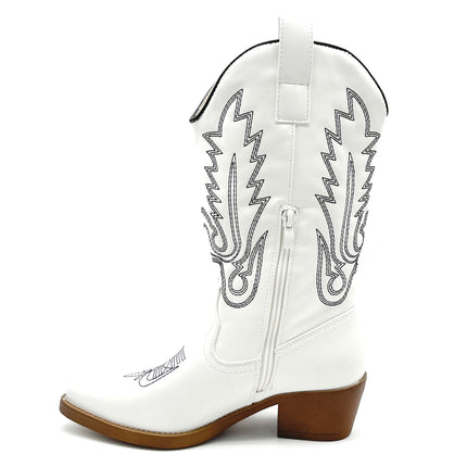 Smile Favorites Cowboylaarzen Wit met zwarte Stiksels