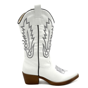 Smile Favorites Cowboylaarzen Wit met zwarte Stiksels