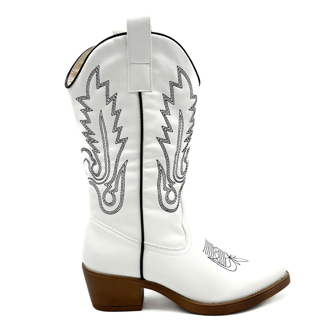 Smile Favorites Cowboylaarzen Wit met zwarte Stiksels
