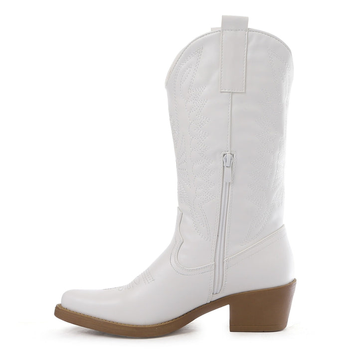 Smile Favorites Cowboylaarzen Wit PU Stiksels