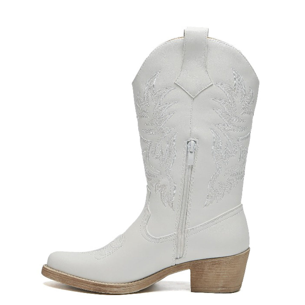 Smile Favorites Cowboylaarzen Wit PU Stiksels