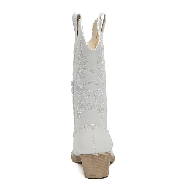 Smile Favorites Cowboylaarzen Wit PU Stiksels