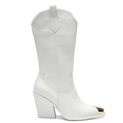 Smile Favorites Cowboylaarzen Wit Stalen neus