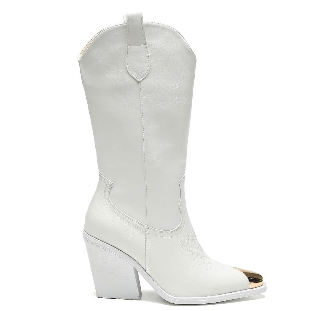 Smile Favorites Cowboylaarzen Wit Stalen neus