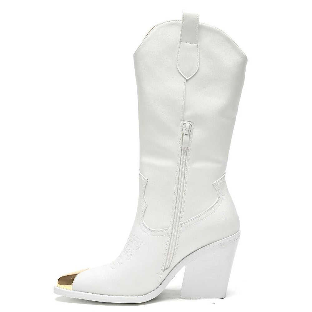 Smile Favorites Cowboylaarzen Wit Stalen neus