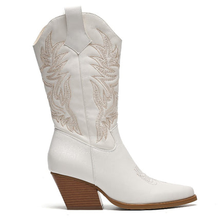 Smile Favorites Cowboylaarzen Wit Stiksels Beige