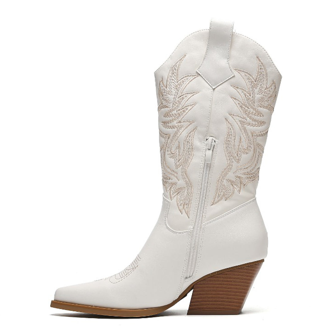 Smile Favorites Cowboylaarzen Wit Stiksels Beige