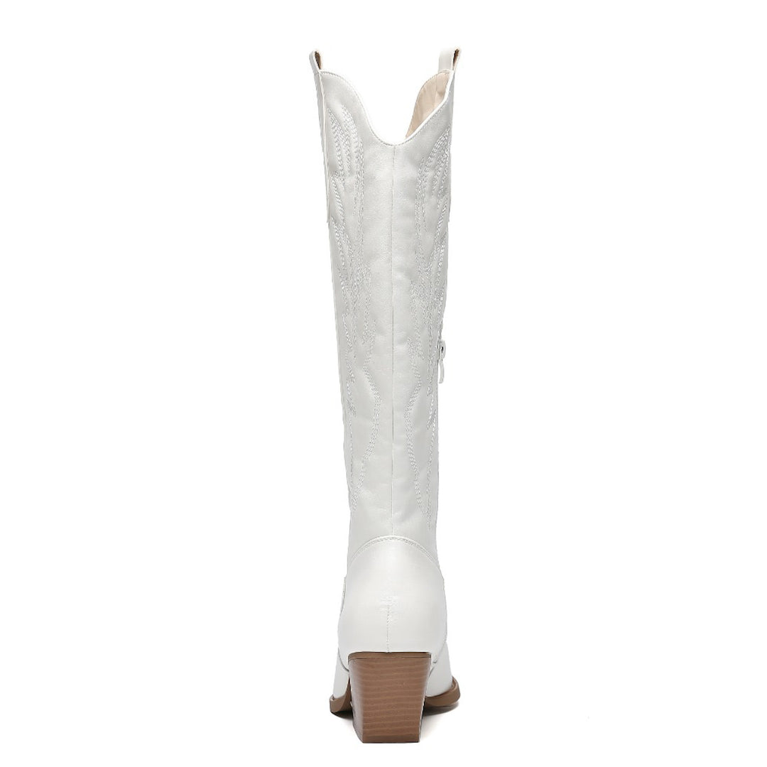 Smile Favorites Cowboylaarzen Wit Stiksels Hak Hoog
