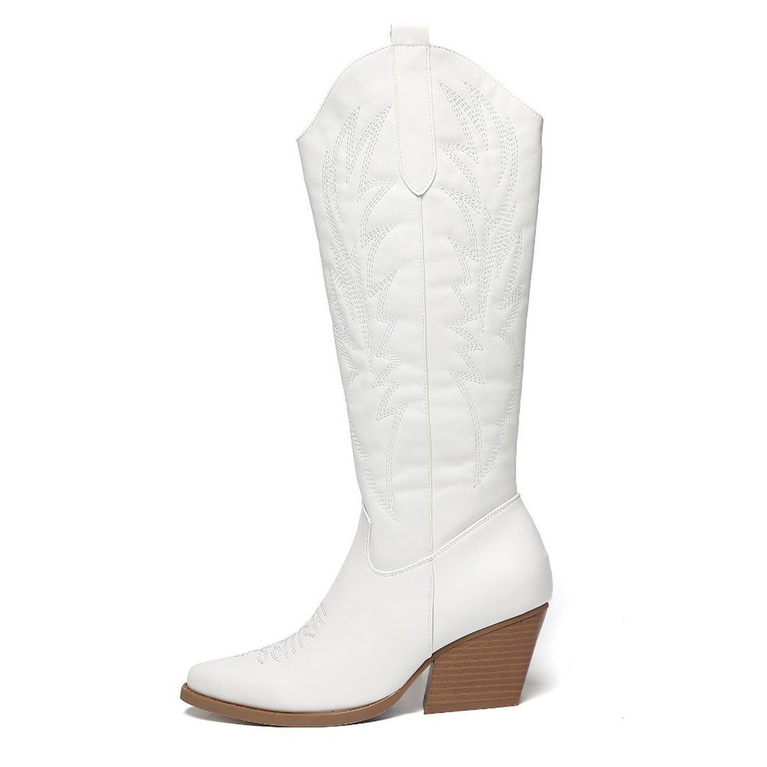 Smile Favorites Cowboylaarzen Wit Stiksels Hak Hoog